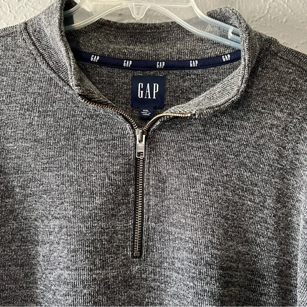 GAP Gray Quarter Zip Pullover Sweater XXL Men’s Mock Neck Casual Sweatshirt